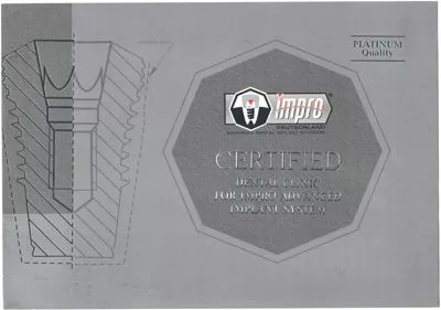 Сертификат Dental Clinic for Impro Platinum quality