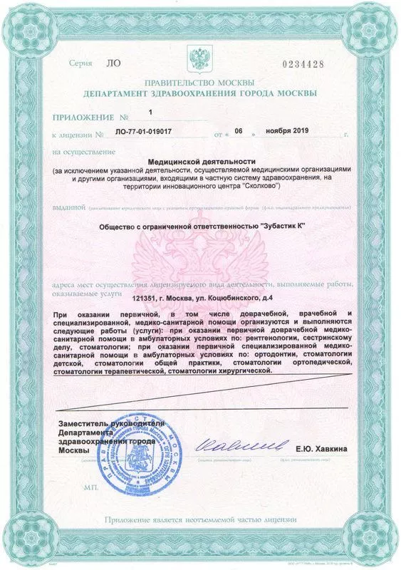 Лицензия №-ЛО-77-01-019017 0234428 от 06.11.2019